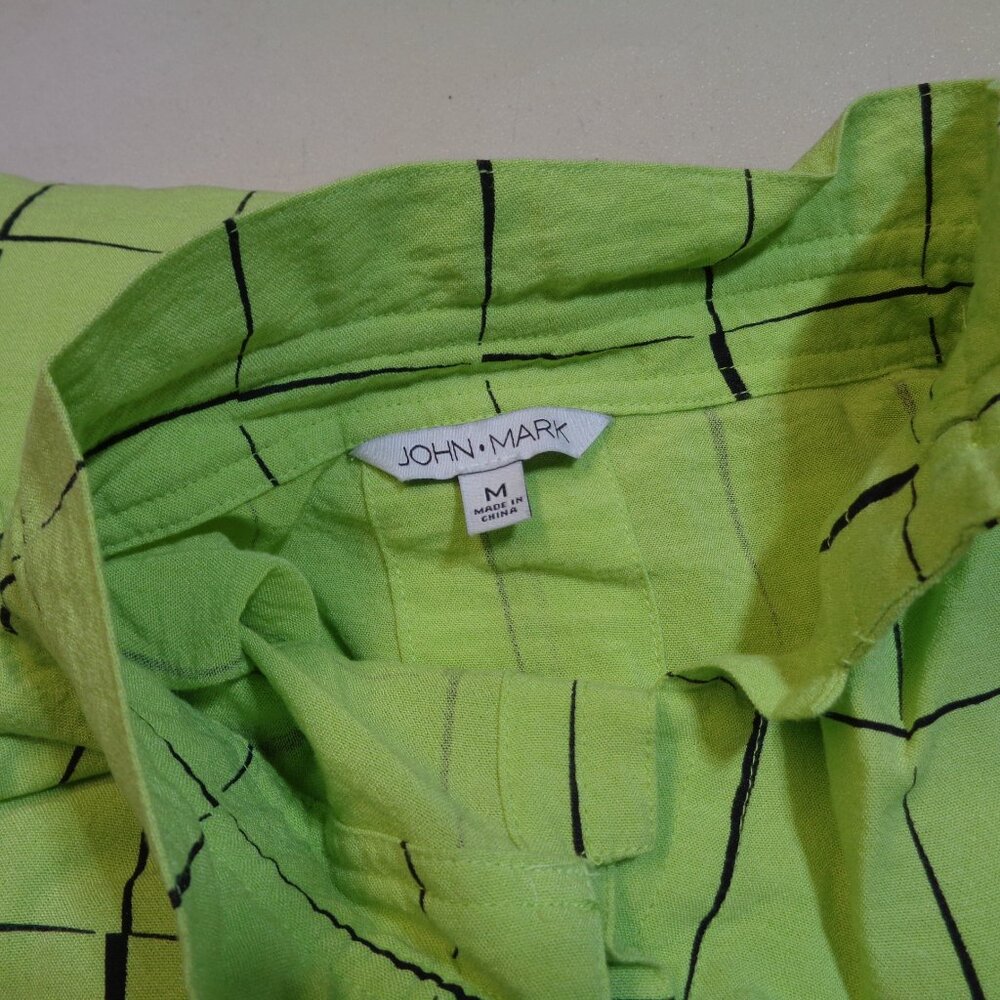 John Mark Light Green Patterned Blouse, Size Medi… - image 5